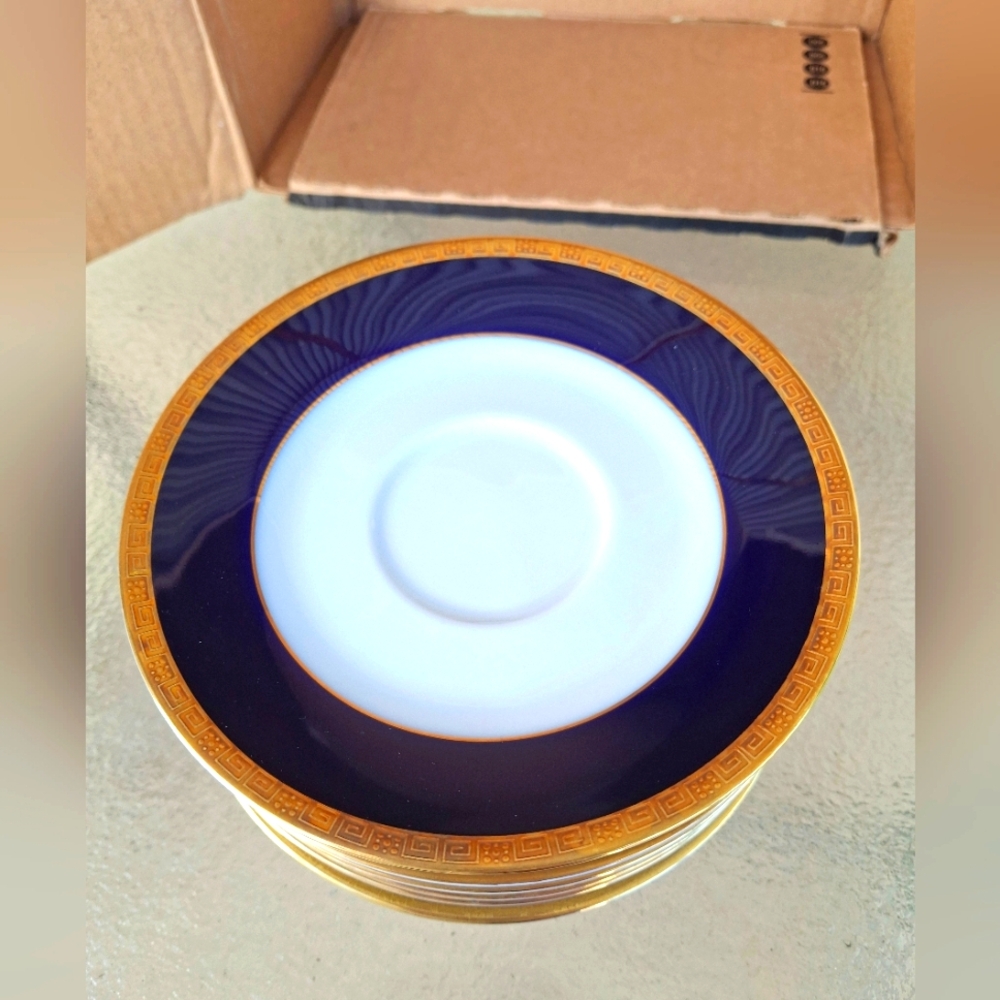 Noritake Valhalla Legacy Ed Cobalt Blue & Gold Saucers Set Of 4 VNTG 1978-2002